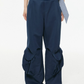 Gingham Sash Belt Wide Cargo Pants EZK0104