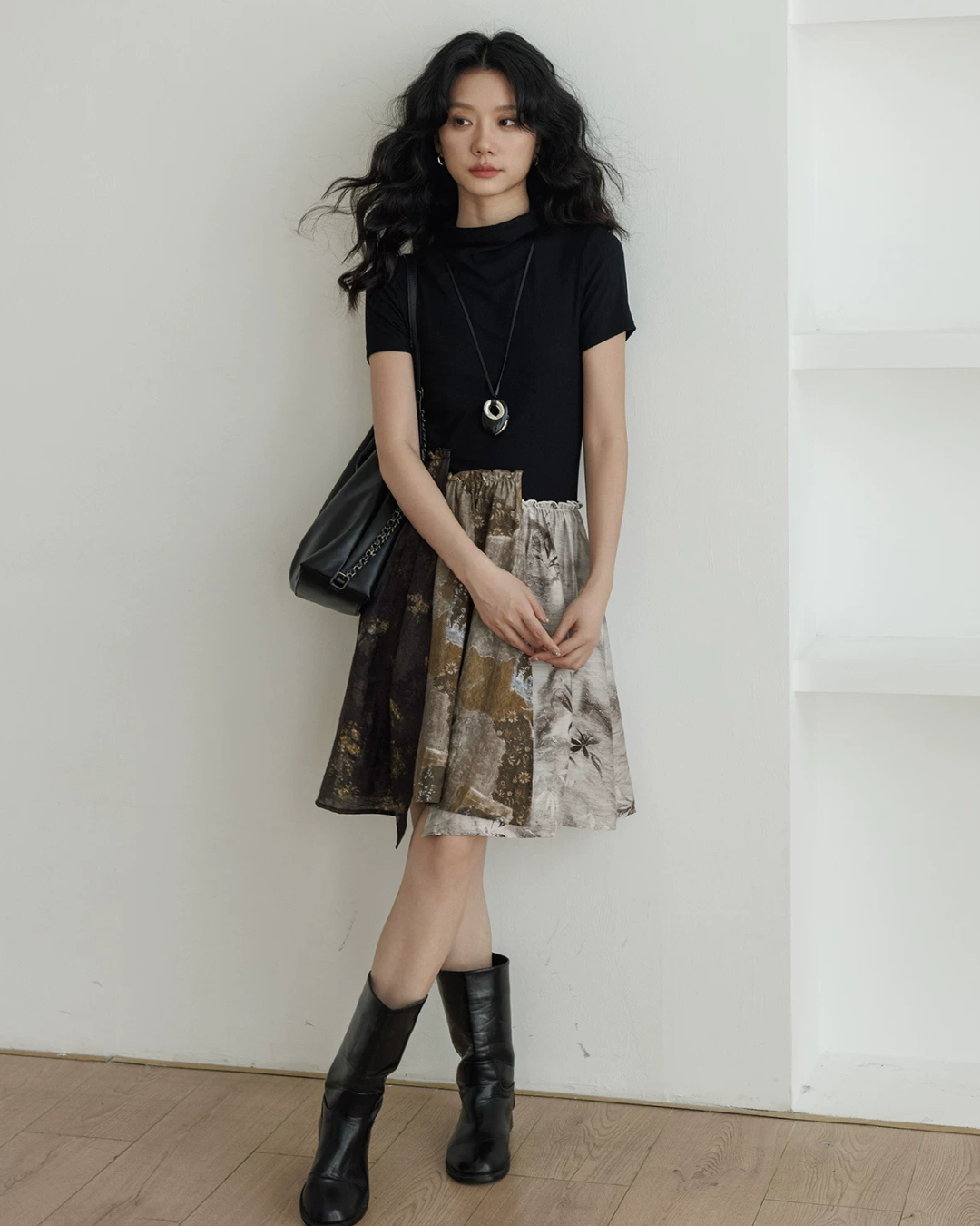 Patchwork-Style Docking Mini Dress VAS0198