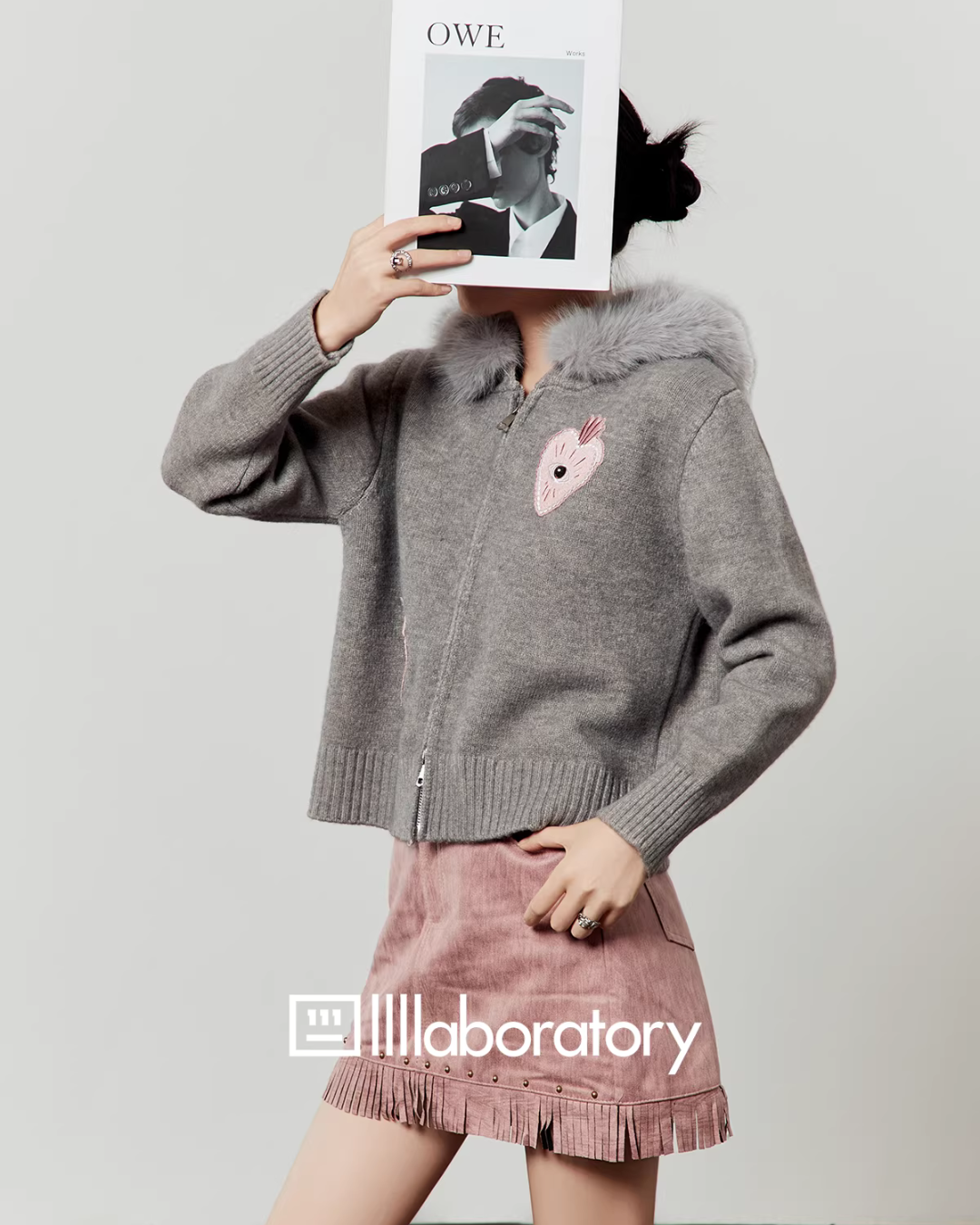 Heart-Eye Embroidered Double Zip Knit LLA0583