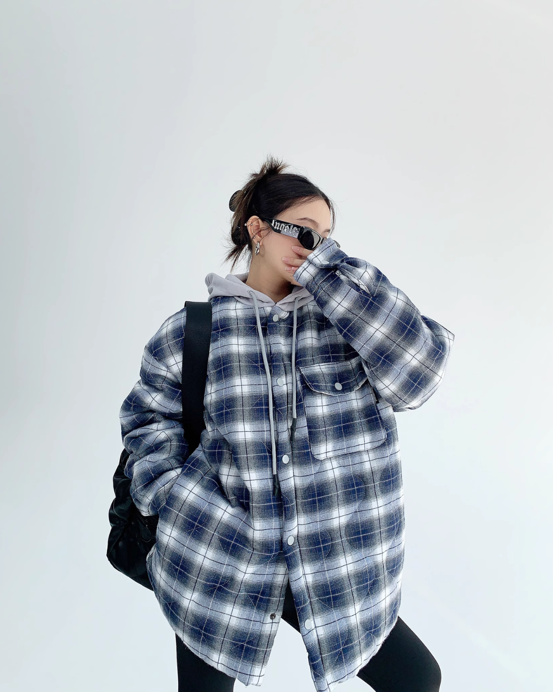 Oversized Quilted Plaid Jacket YLS0462