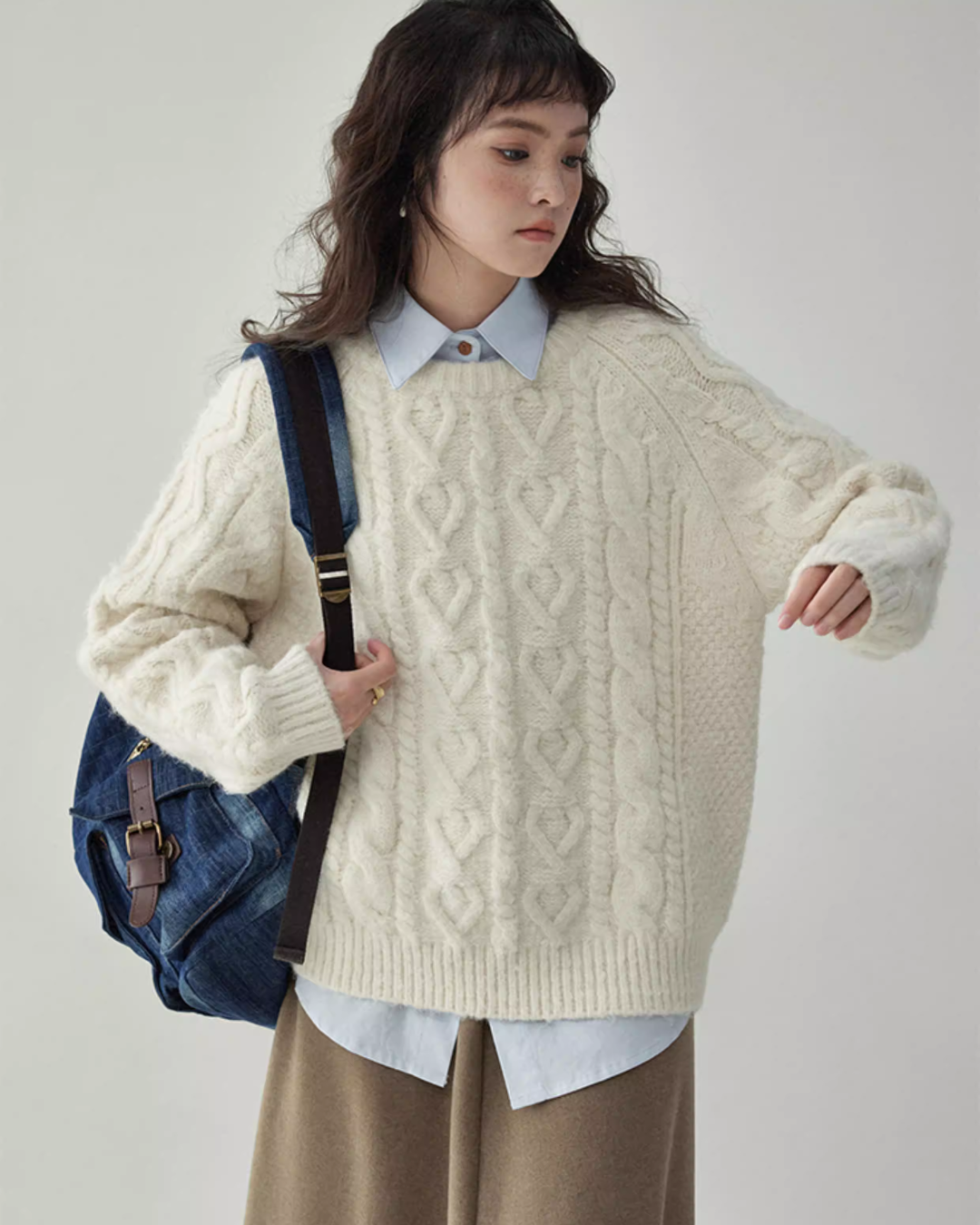 Round Neck Cable Knit Top AMU0042