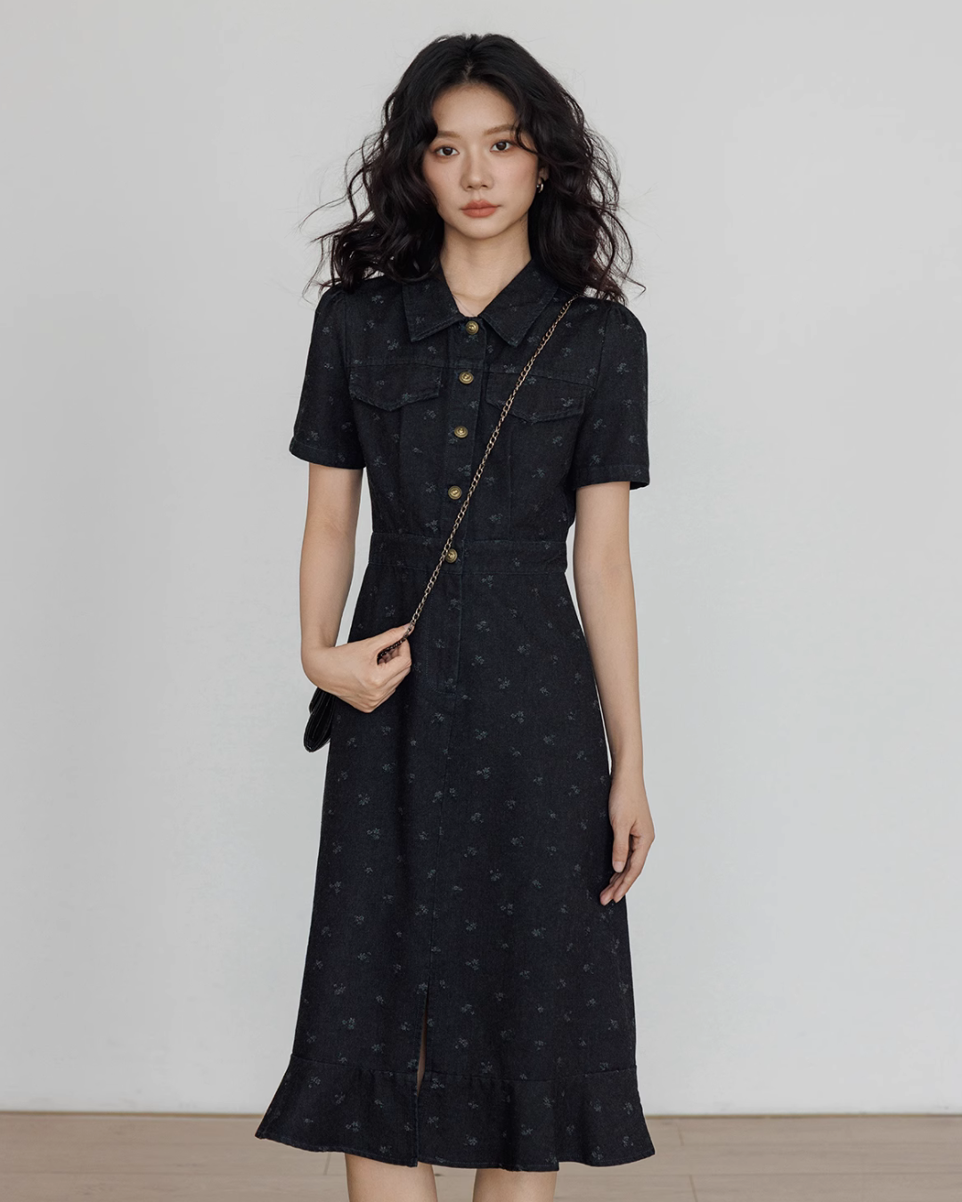 Floral Denim Shirt Dress VAS0088