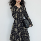 V-Neck Floral Vintage Shirt Dress VAS0192