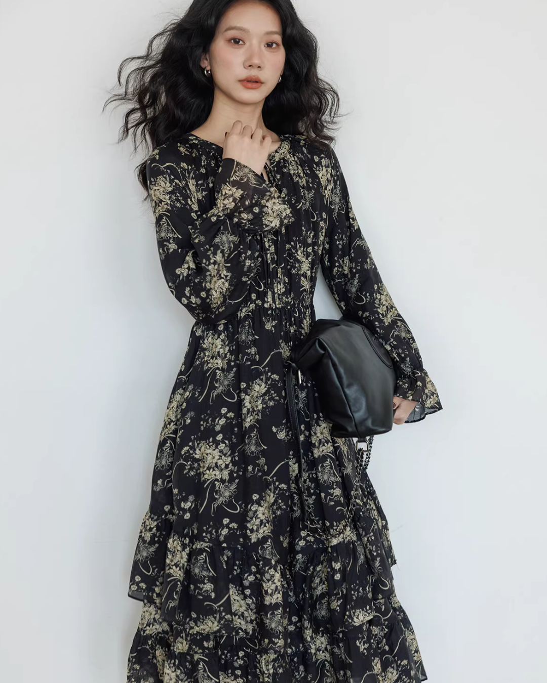 V-Neck Floral Vintage Shirt Dress VAS0192