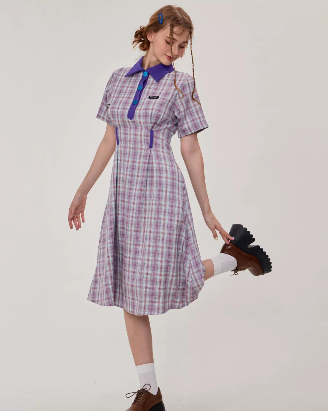 Polo Color Plaid Dress ZZF0258