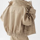 Khaki Cargo Stand Collar Jacket / Mini Skirt ACS0238