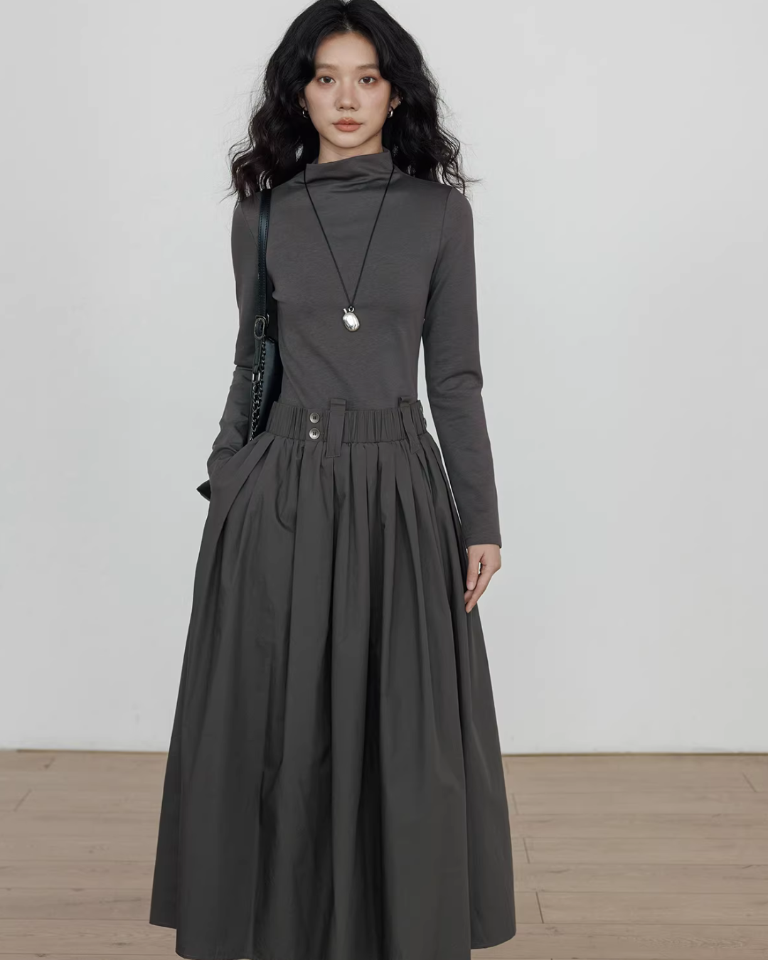Half-Turtleneck Long Dress VAS0185