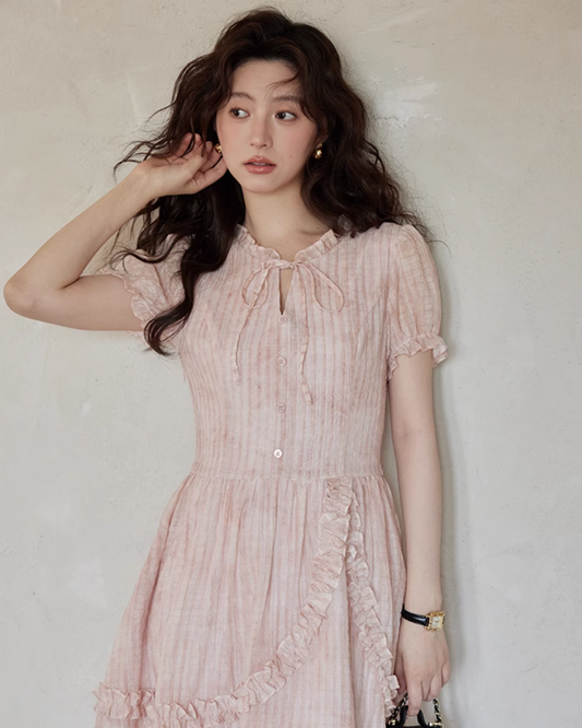 Pastel Pink Frill Dress SMS0010