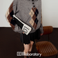 Argyle Knit Top / Navy Pleated Skirt LLA0560
