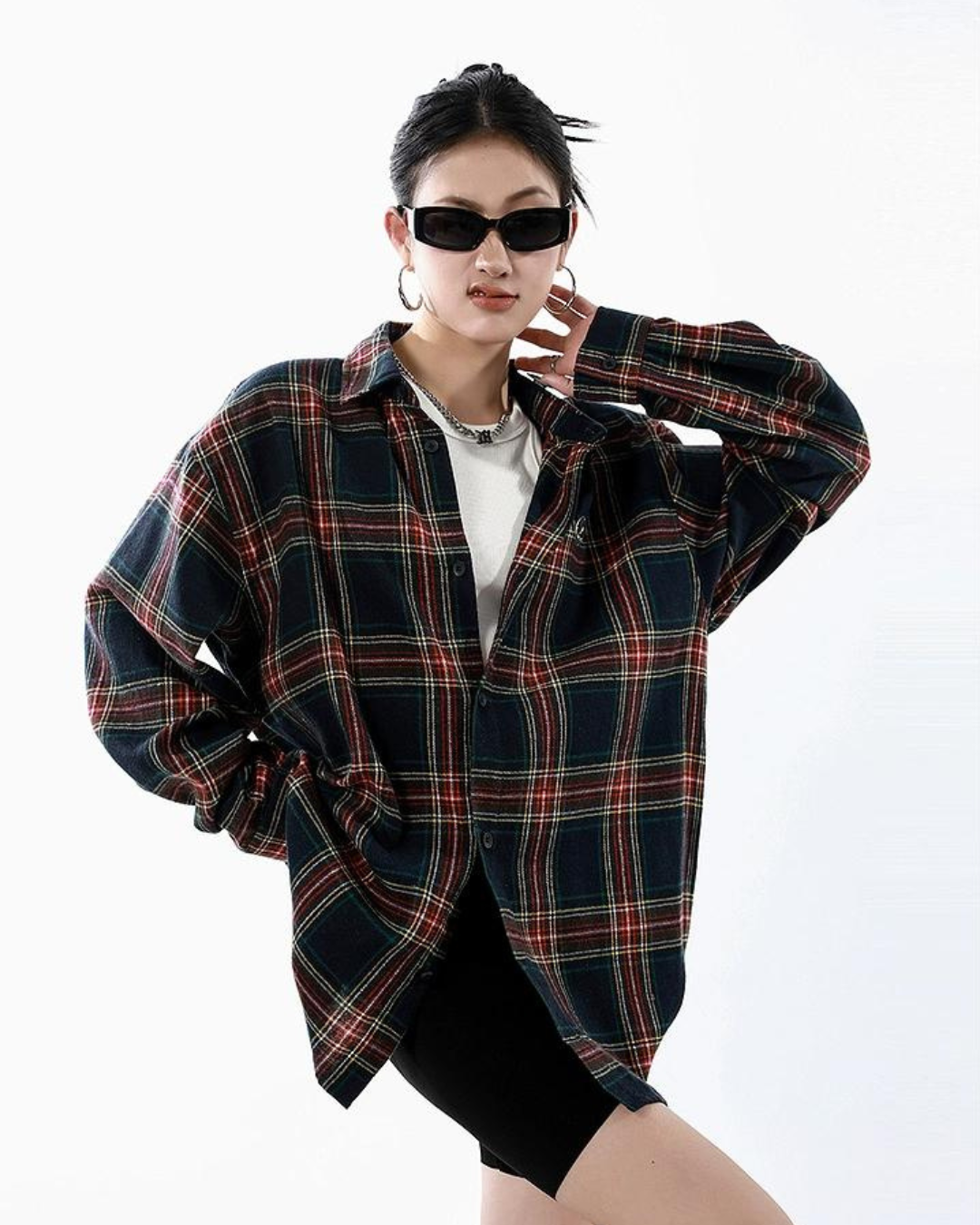 Loose Plaid Long Sleeve Shirt ICM0012