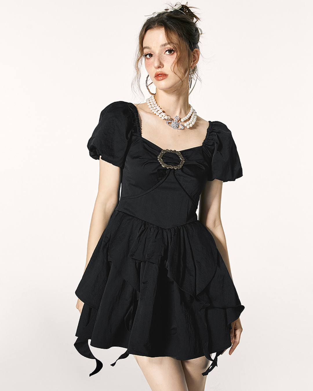 French Puff Sleeve Dress IMO0069