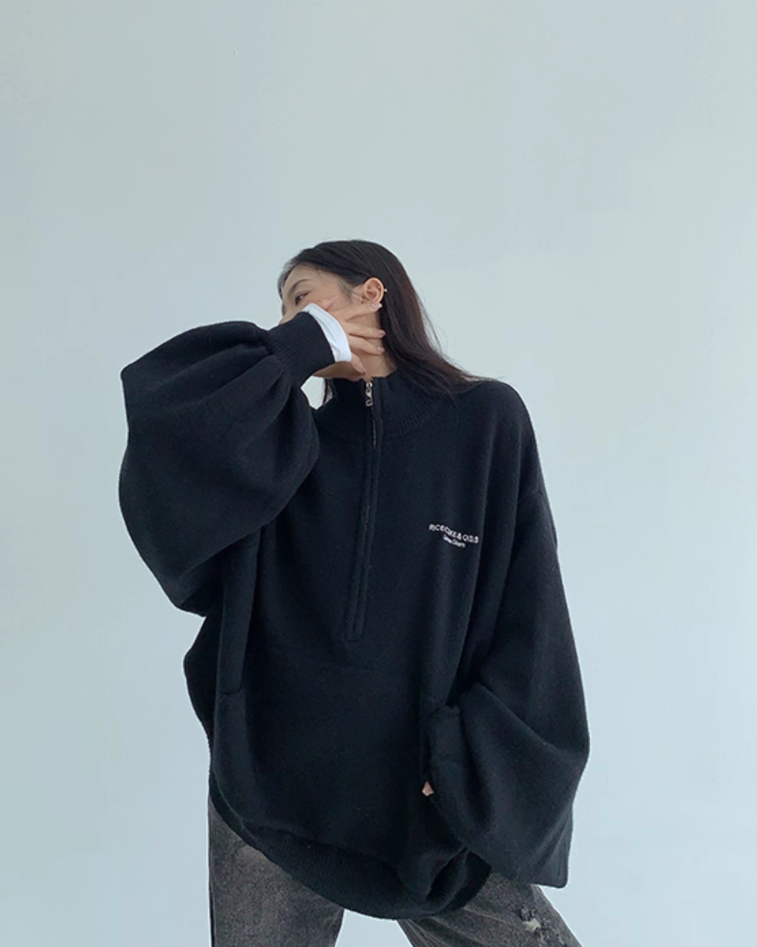 Half-Zip Sweatshirt Top YLS1009