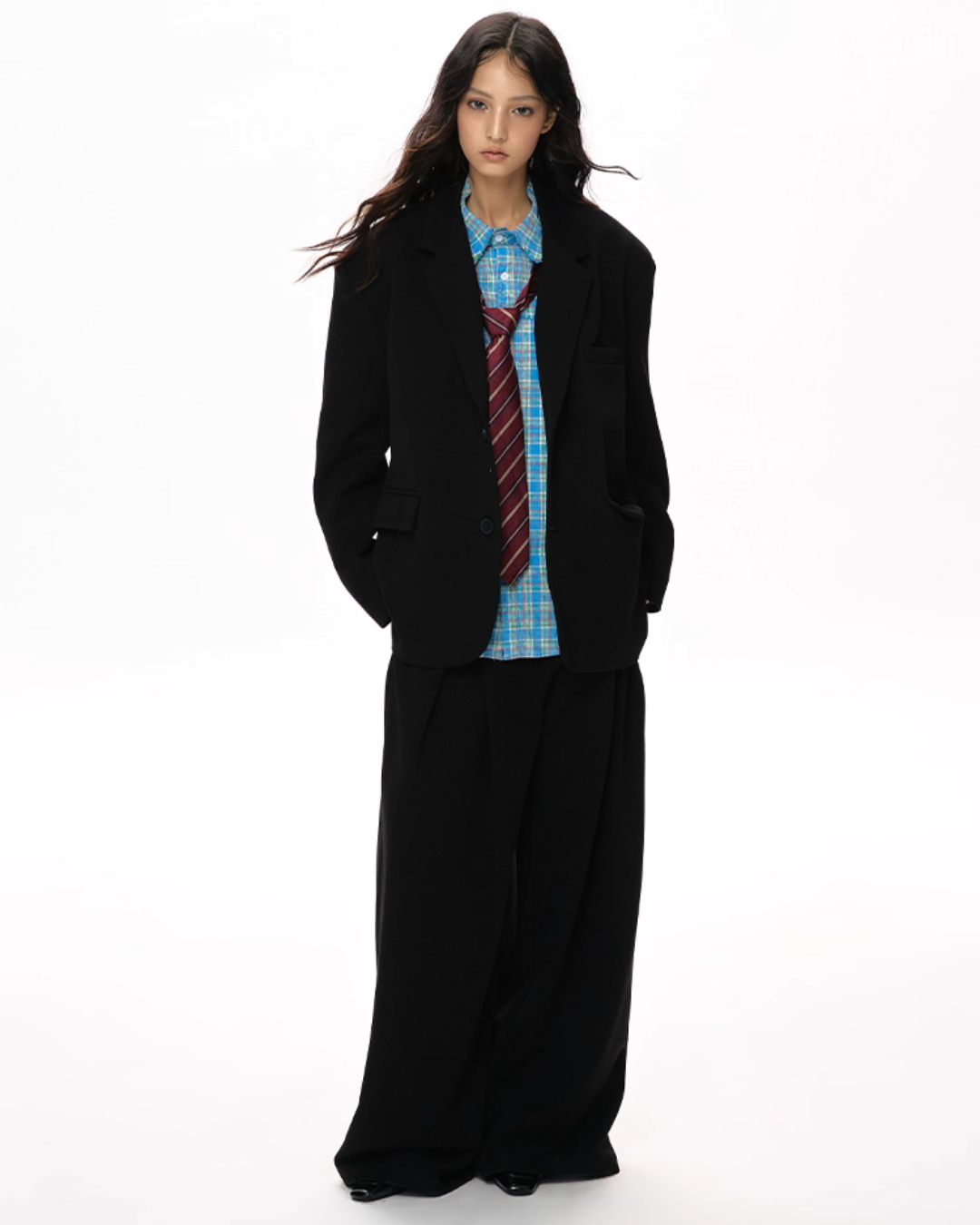 Textured Minimalist Blazer / Wide Pants VAT0018