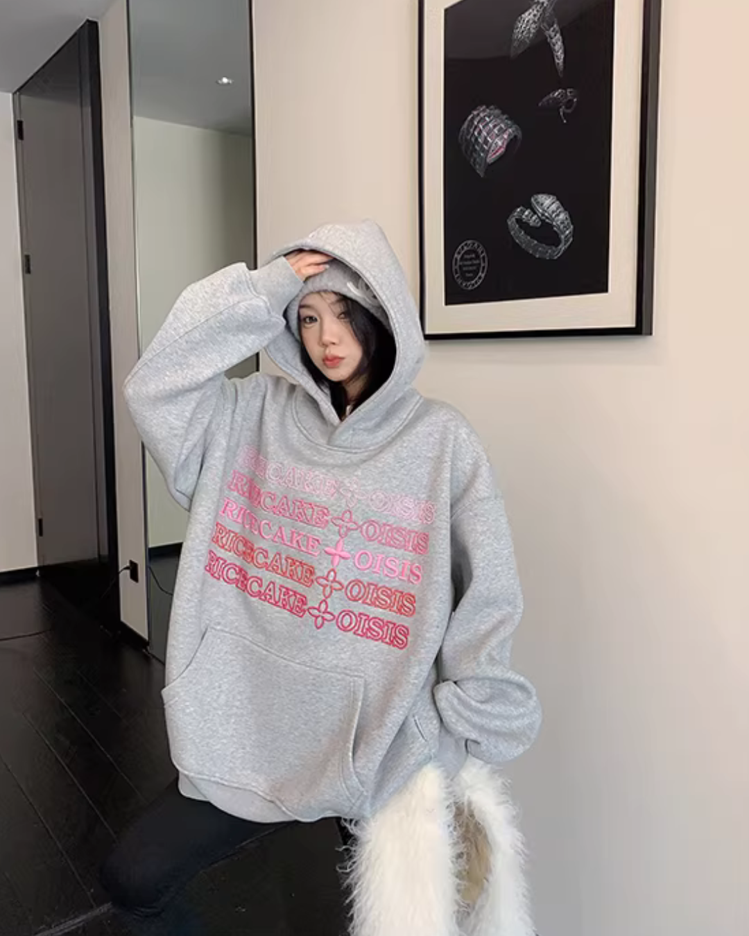 Embossed Logo Loose Hoodie YLS1024