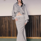 Shearled Cropped Hoodie / Mermaid Long Skirt IMC0037