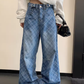 Plaid Wide-Leg Jeans YLS1019