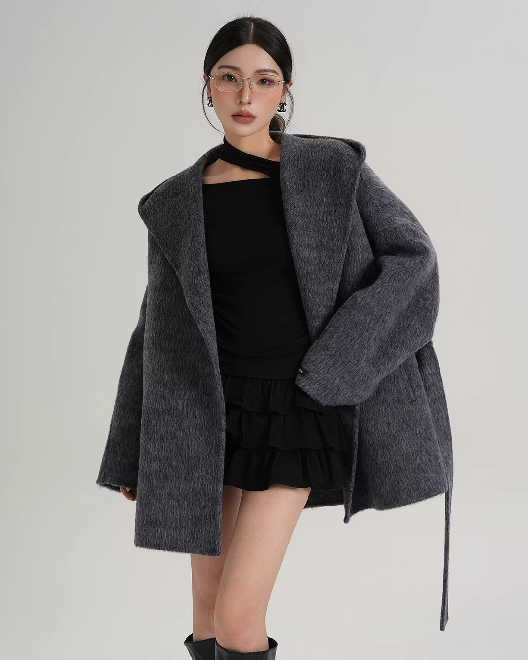 Open Collar Long Coat SRS0414