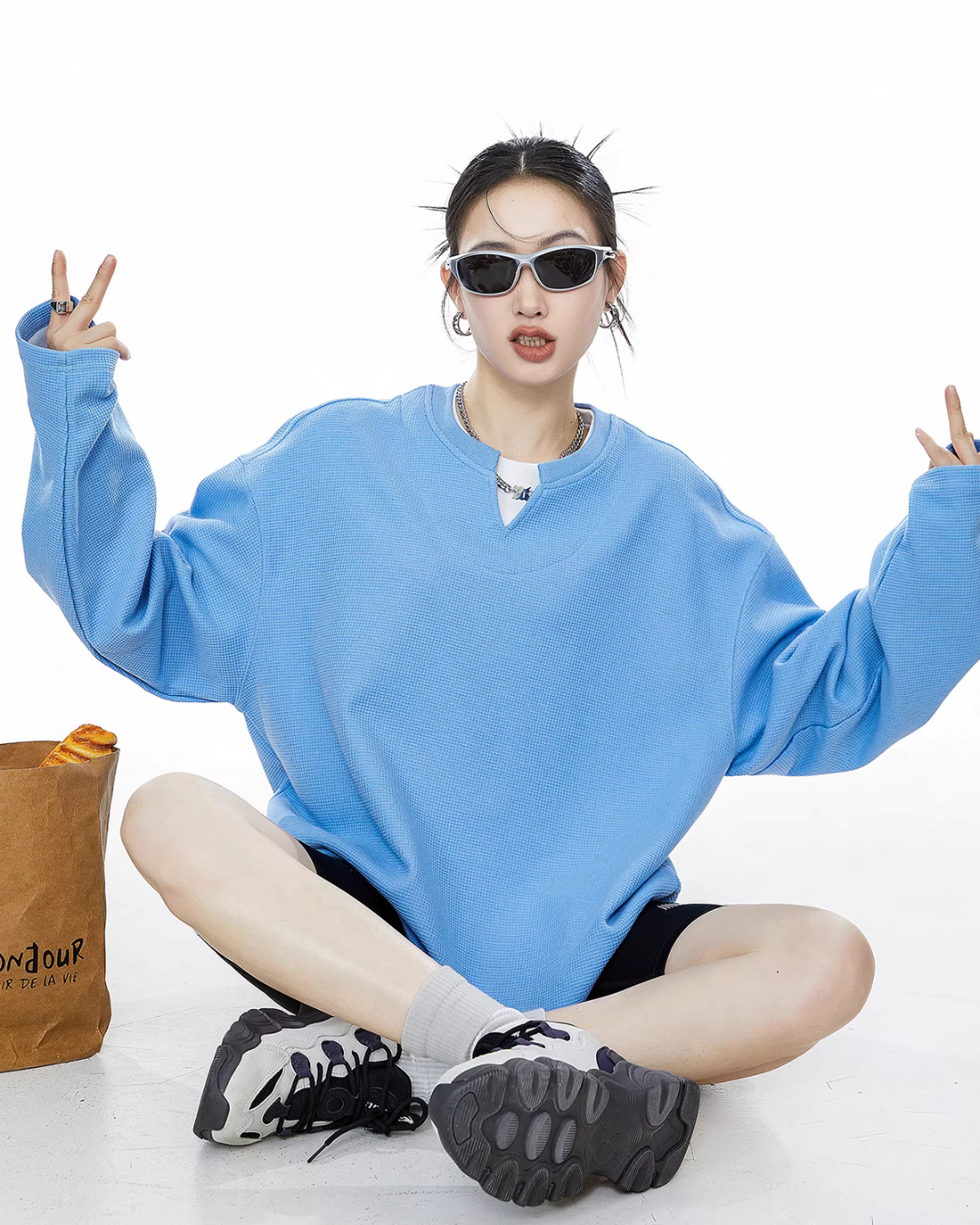 Henry Neck Long Sleeve Top ICM0078