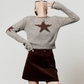 Star Round Neck Knit / A-line Mini Skirt LLA0539