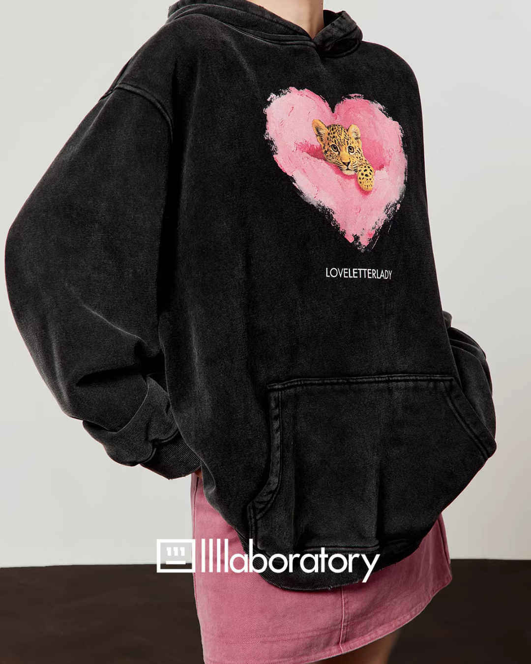 Heart Tiger Retro Hoodie / Pink Mini Skirt LLA0594