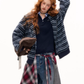 Striped Cat Ear Hoodie / Layered-Style Design Shirt ASG0076