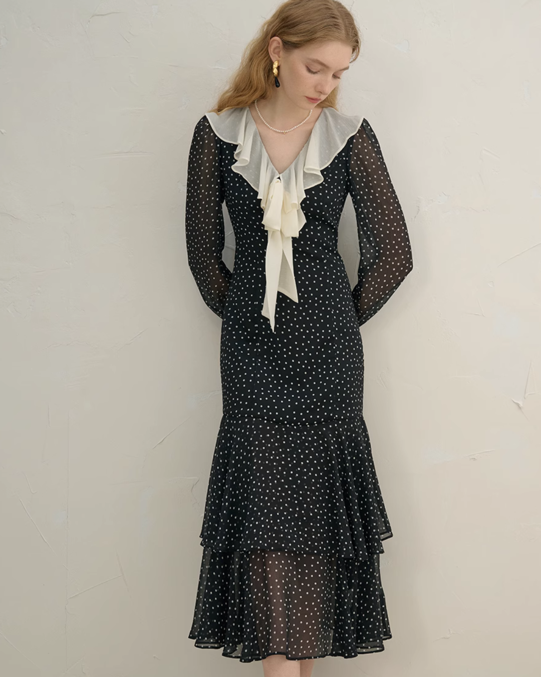 Dot Pattern Lace Dress SNT0011