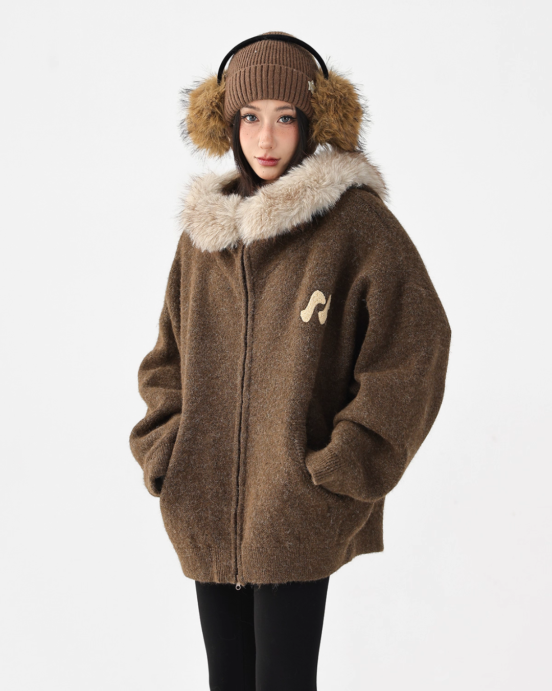 Fur Hood Knit Hoodie ACS0344