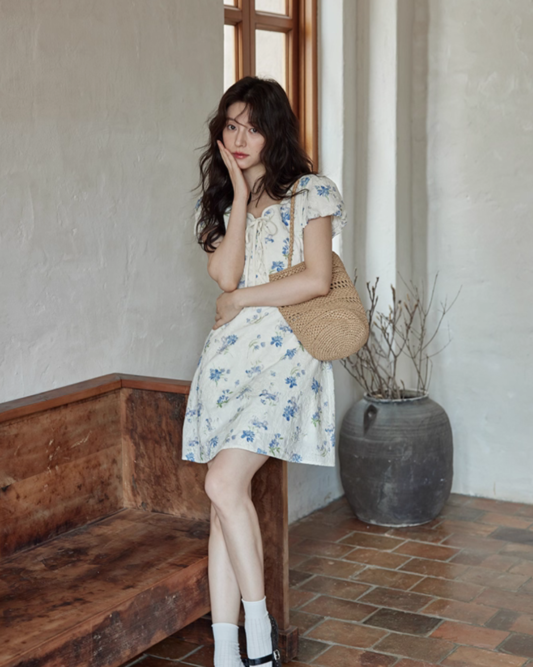 Puff Sleeve Floral Mini Dress  SMS0021