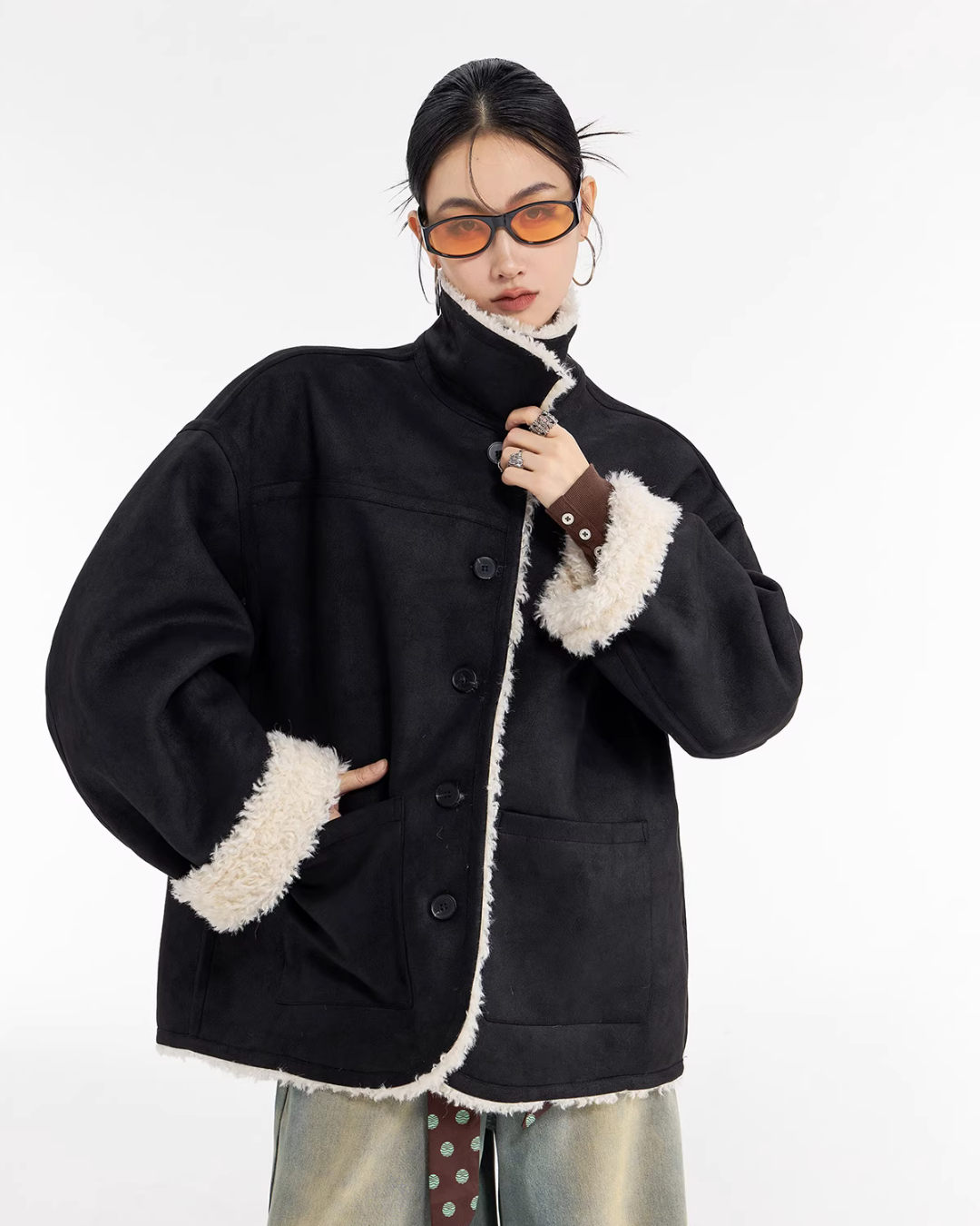 Stand Collar Mouton Coat ICM0106