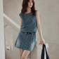 Sleeveless Denim Mini Dress SMS0016