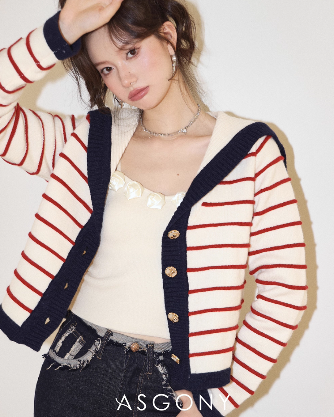 Stripe Retro Collar Knit ASG0054