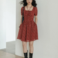 Square Neck Flower Mini Dress VAS0195