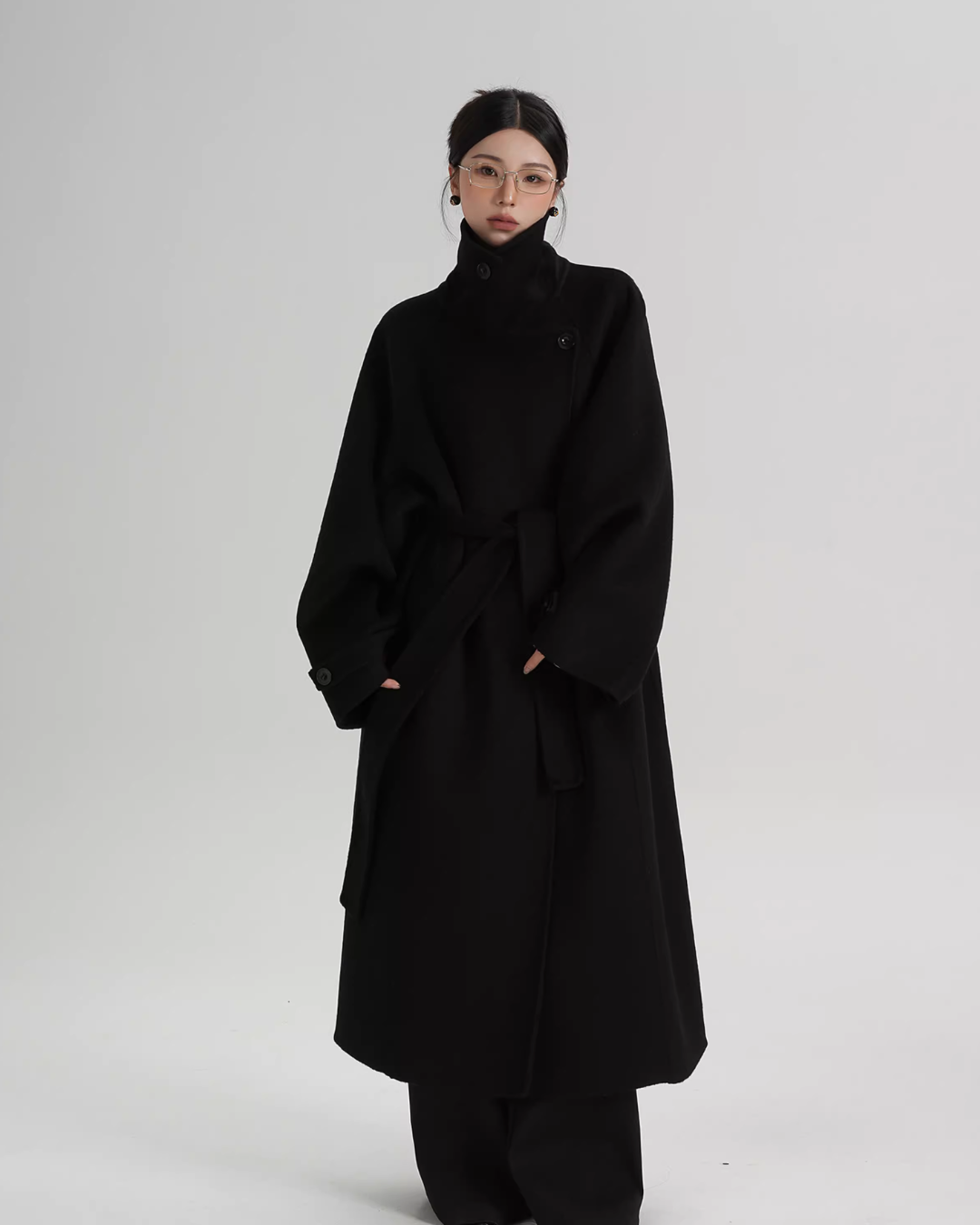 Stand Collar Long Loose Wool Coat SRS0361
