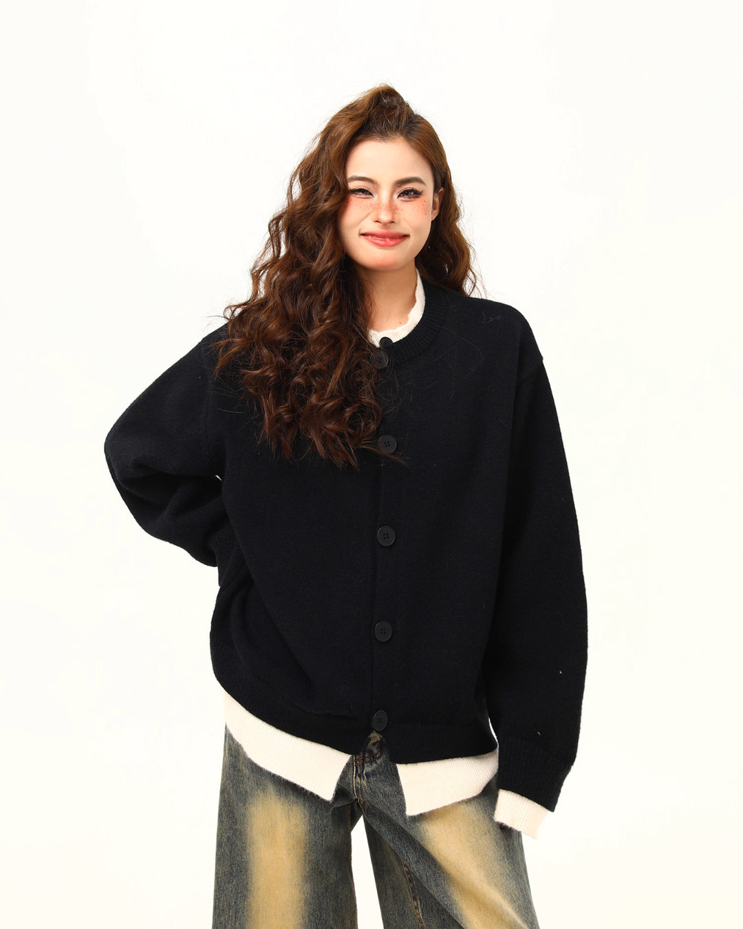 Round Neck Knit Cardigan WDZ0035