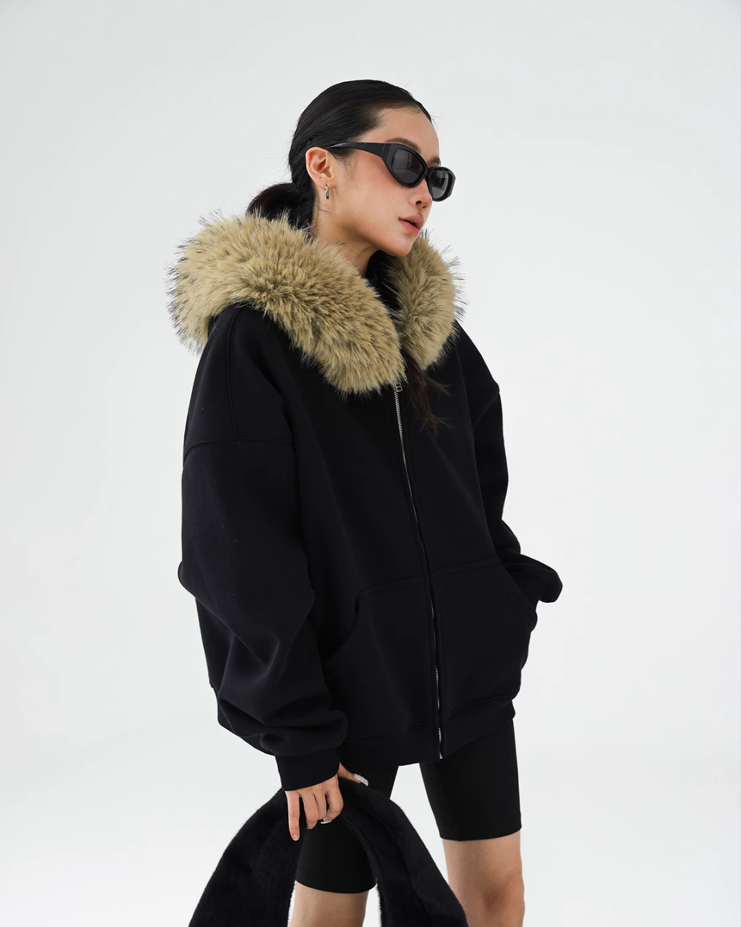 Fur Hood Zip Jacket ACS0191 – AuroraBoutique Fur Hood Zip Jacket ACS0191 – AuroraBoutique