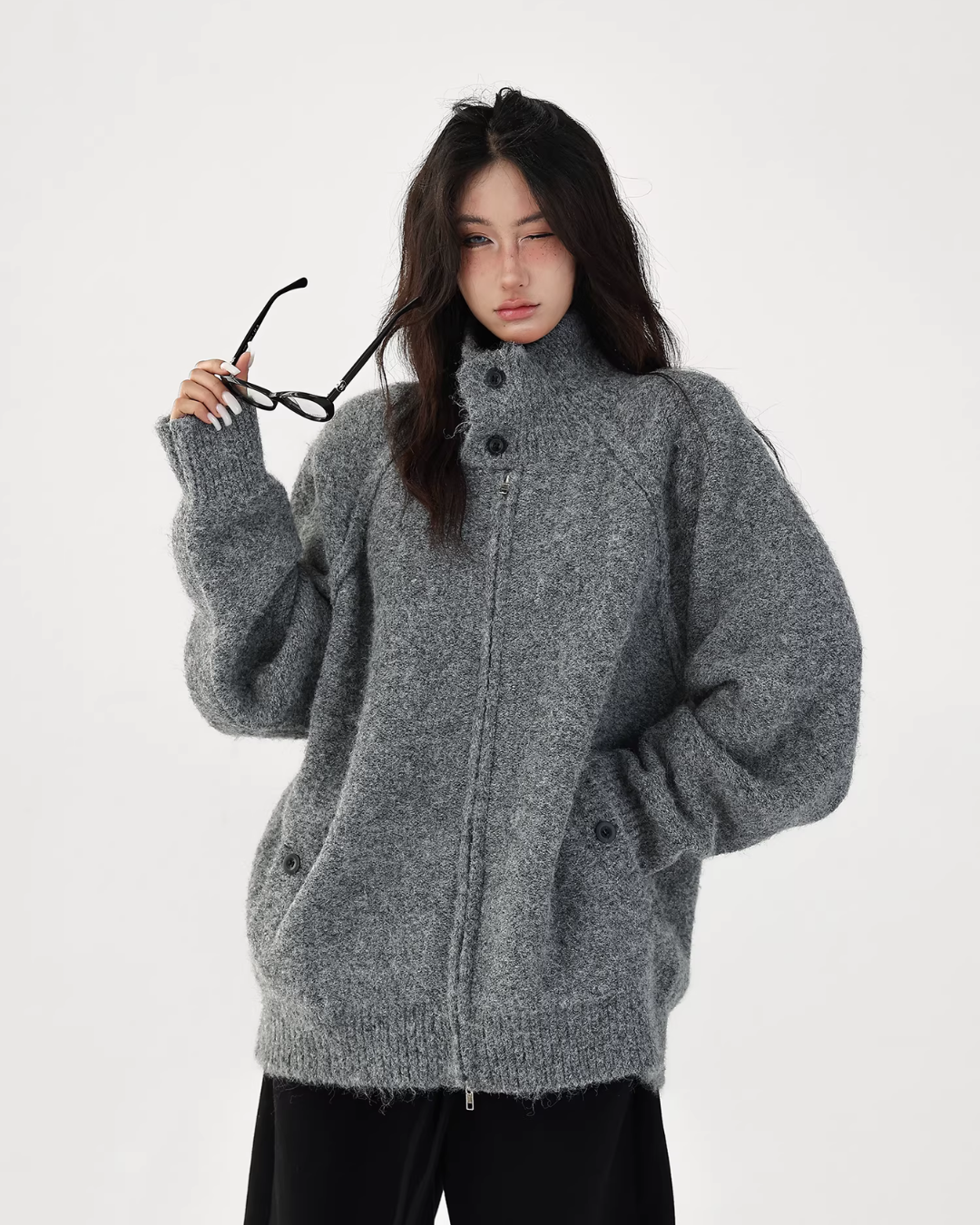 Stand Collar Knit Jacket ACS0352