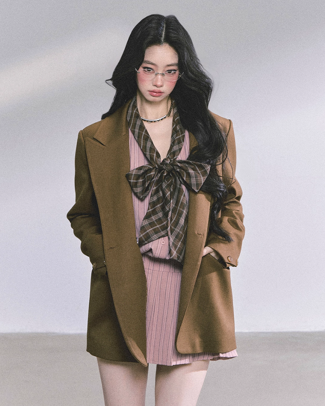 French Stripe Long-Sleeve Shirt Dress LAS0038