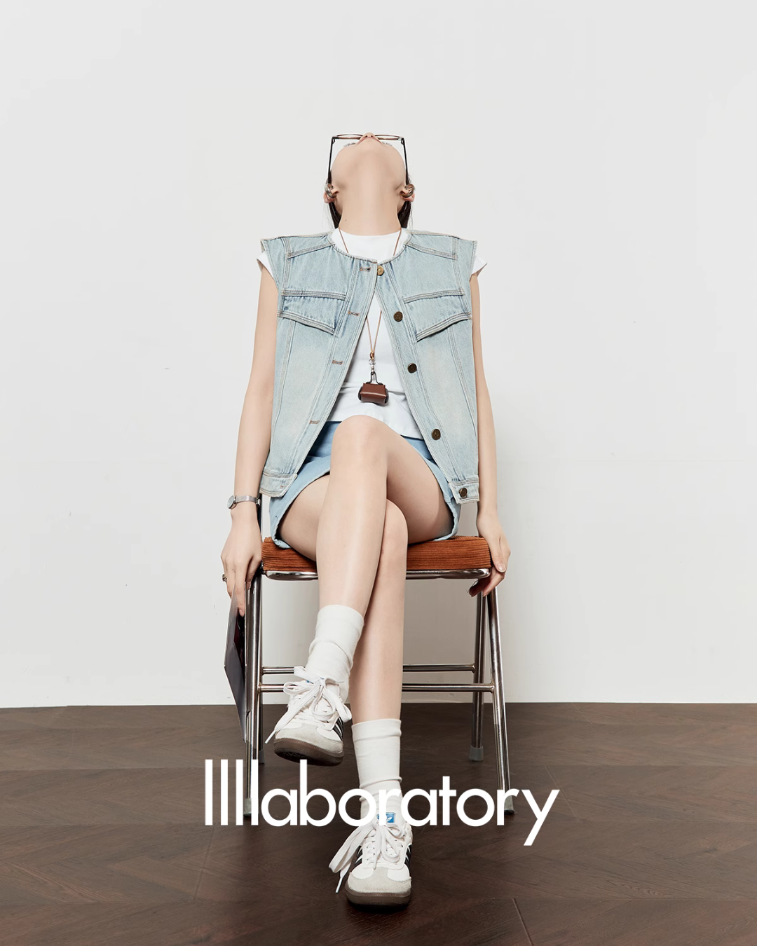 Light Blue Round Neck Denim Vest LLA0451