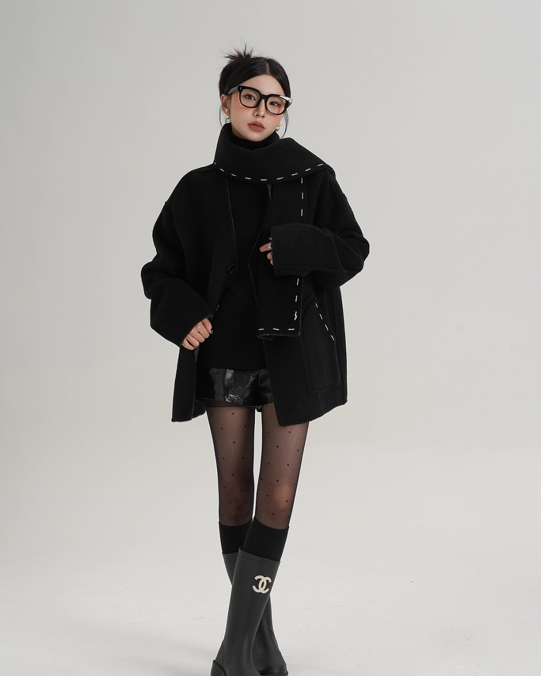 Scarf Mid-Length Wool Coat SRS0383