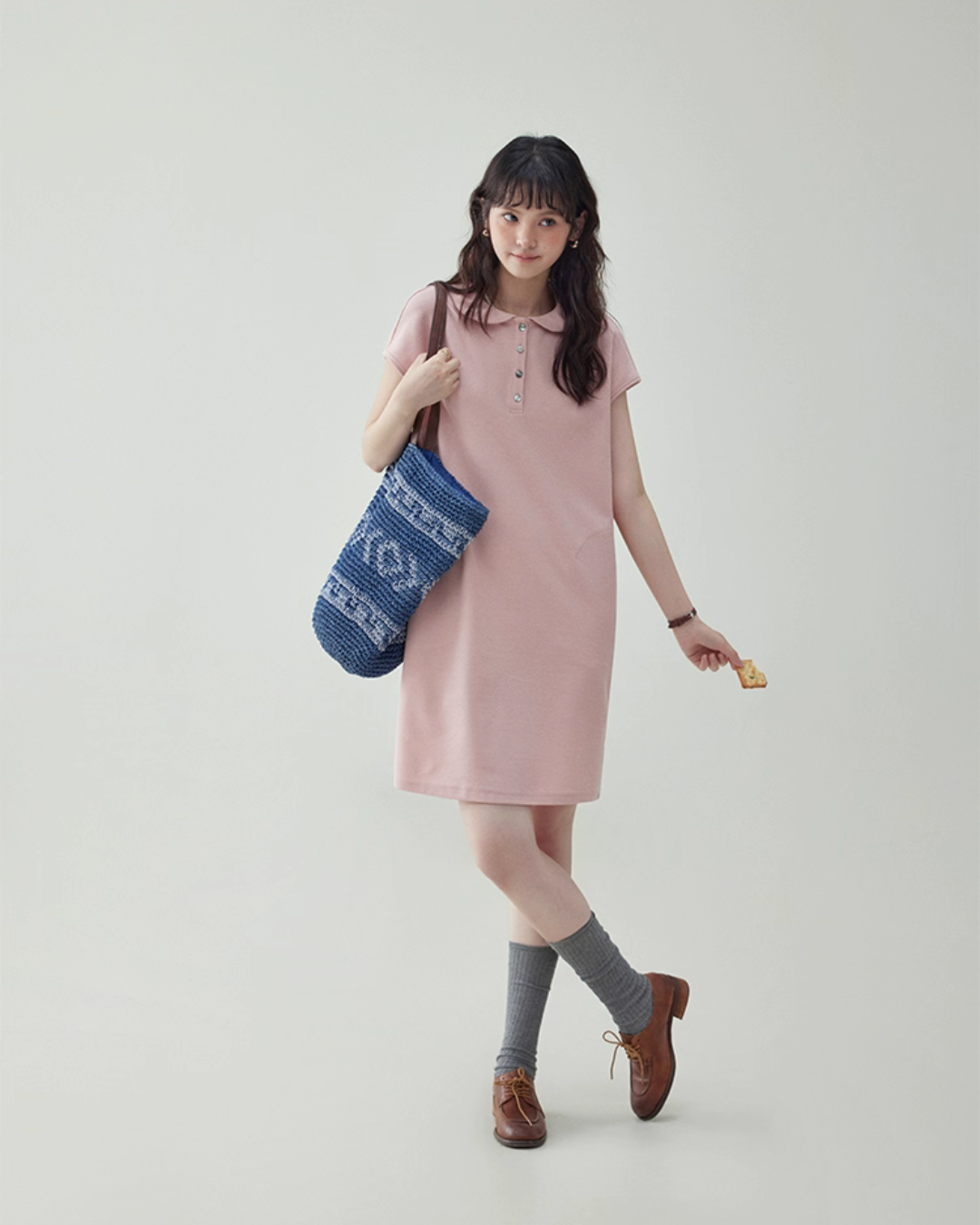 Round Collar Pastel Pink Dress AMU0026