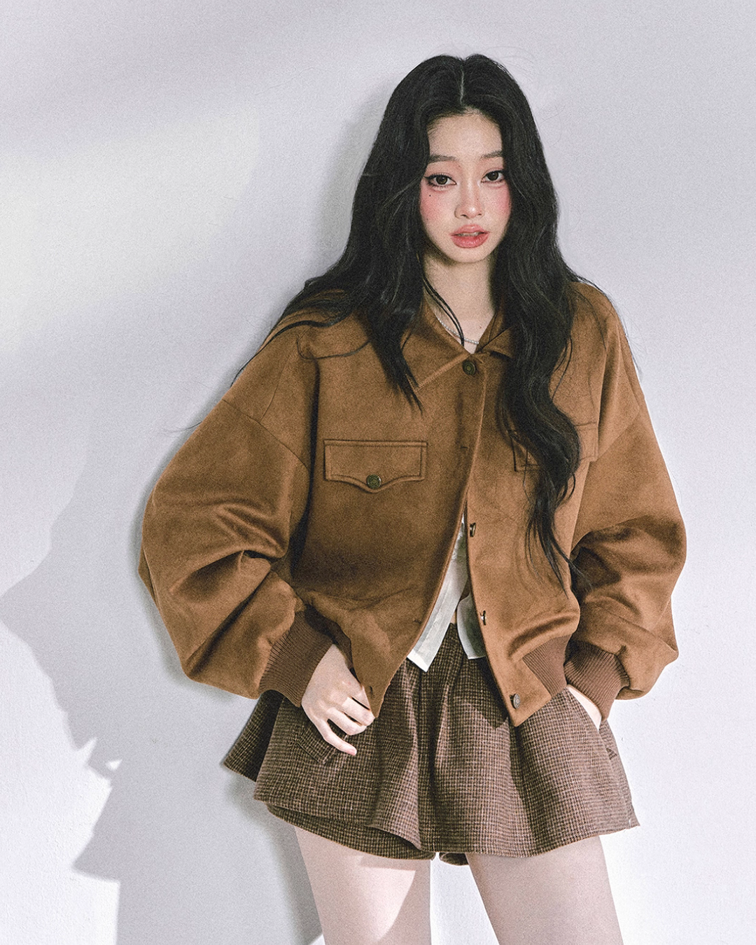 Wool Blazer Jacket/Mini Skirt/Frill Lace Blouse LAS0042