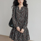 V-Neck Printed Waist Shirt Dress VAS0194