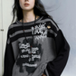 Striped Ripped Graffiti Sweater  CEN0025