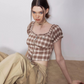 Retro Plaid Off-Shoulder Tops ZZF0236