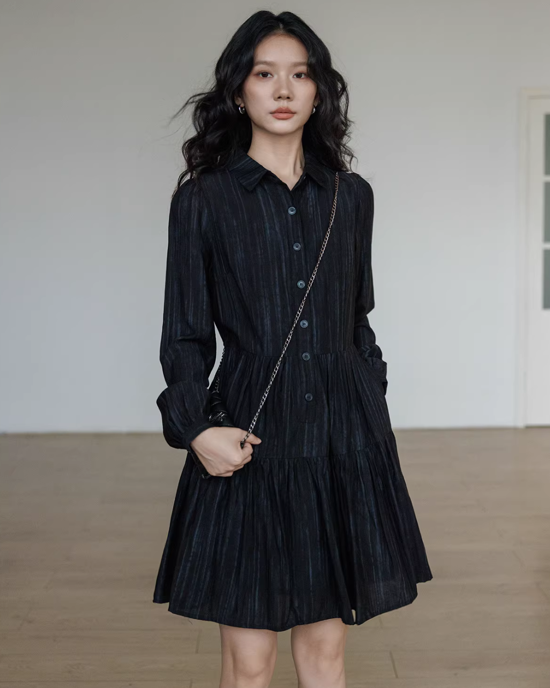 Polo Collar Long-Sleeve Dress VAS0190