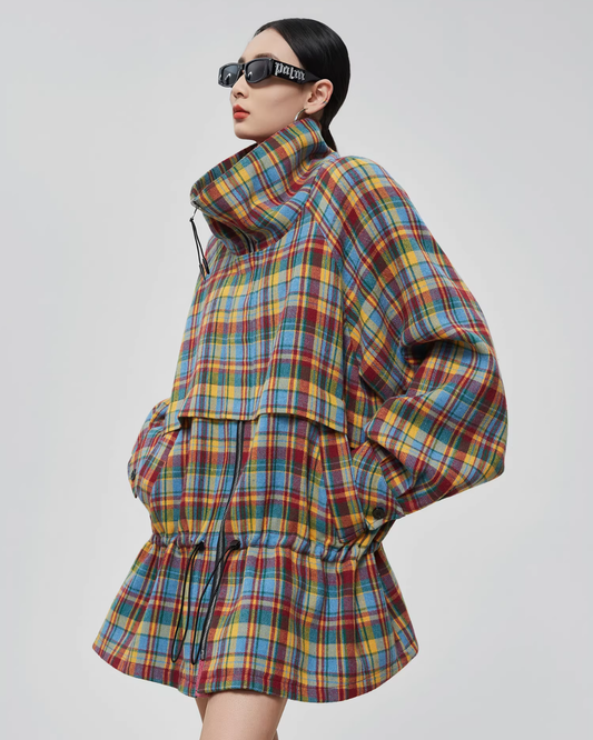 Retro Plaid Trench Coat FER0038