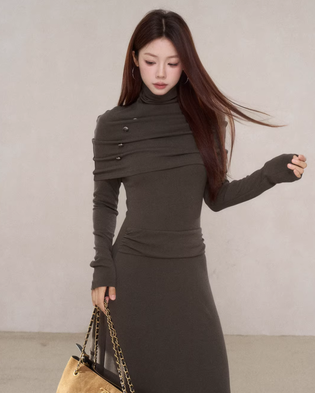 Drapey Long Sleeve Dress WDB0011