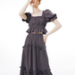 Balloon Sleeve Ruffle Dress IMO0065