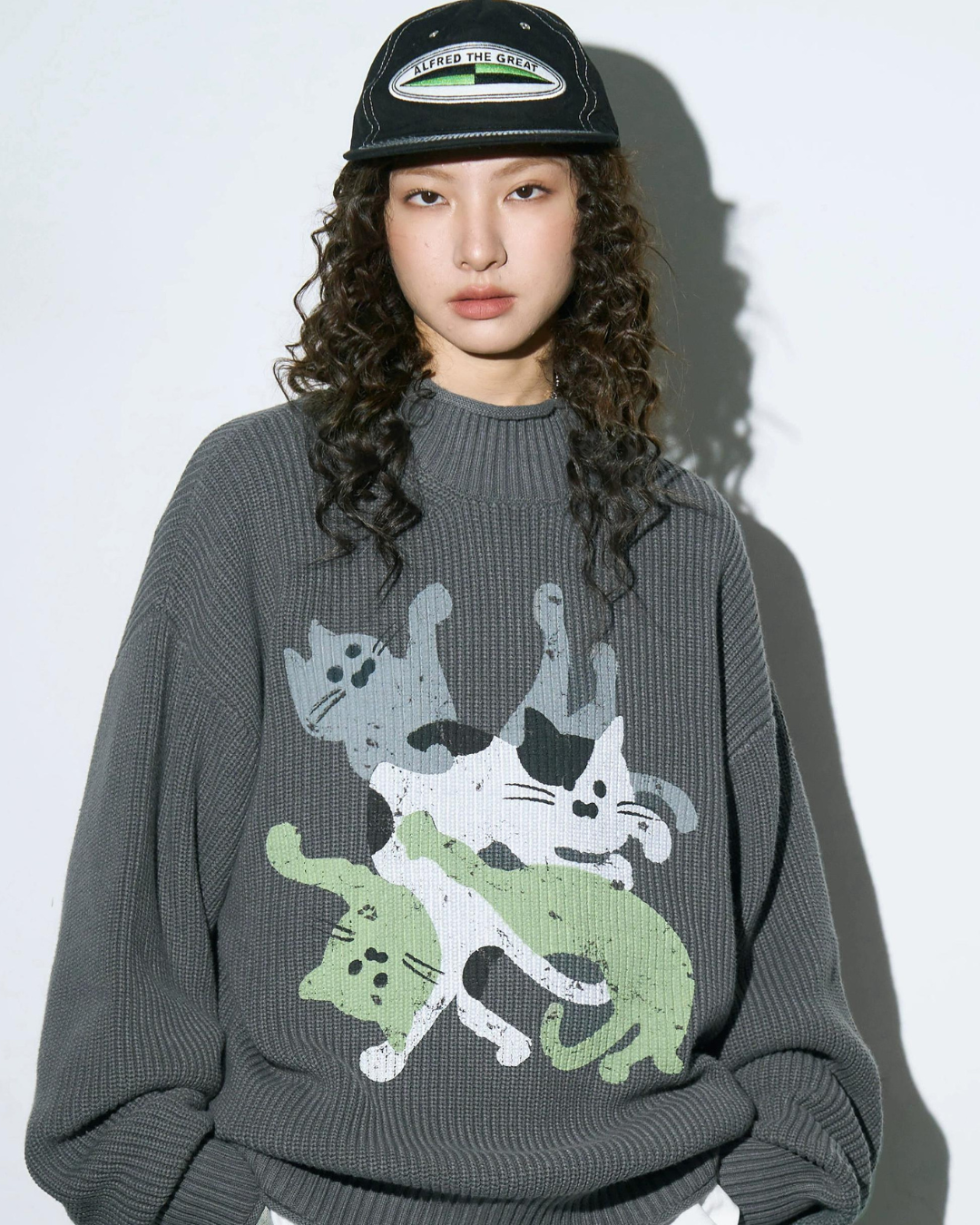 Cat Design Mock Neck Knit WSO0012