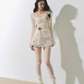 Rose motif lace sleeve dress LAS0025